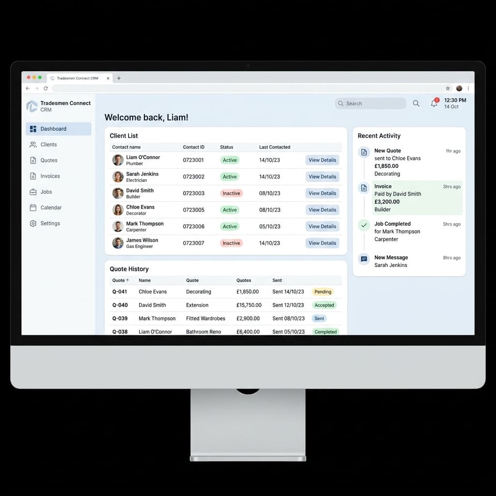 Digital CRM interface displaying organized client records and contact details for efficient management.