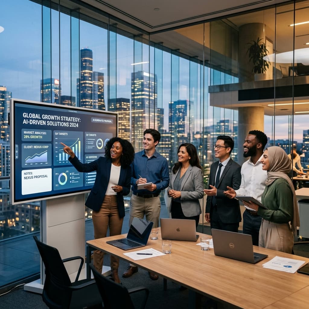 A professional sales team collaborating on a high-end proposal using Best Quote Pro.